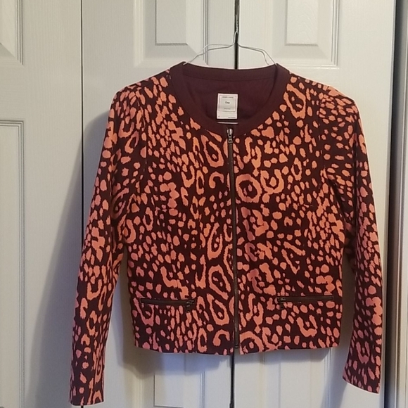 B10-Gap : size 4, leopard purple and peach jacket - Picture 1 of 5